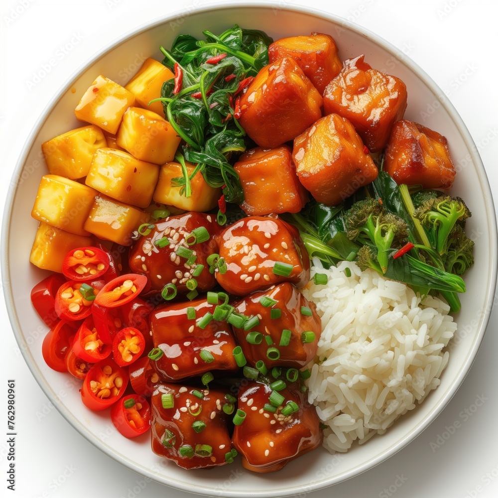 rice with vegetables and pieces of meat rice with vegetables and pieces of meat