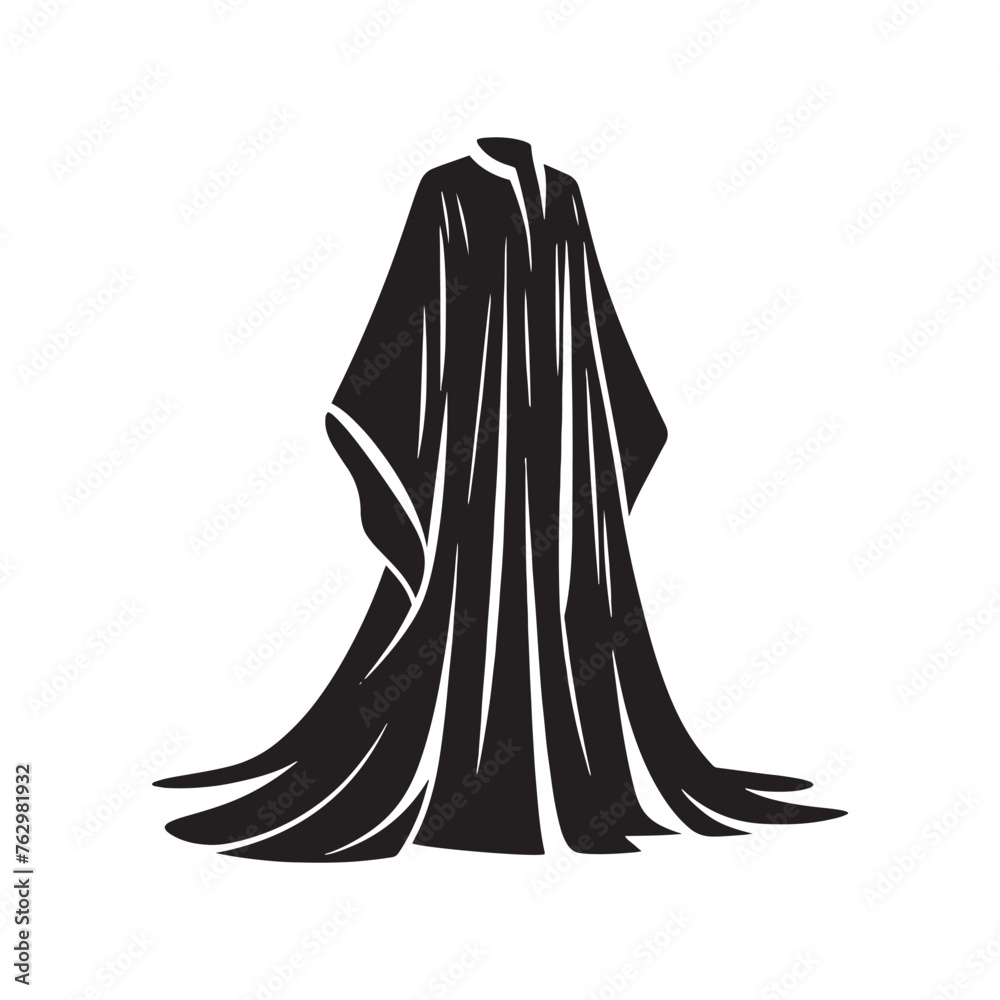 Elegance Personified: Abaya Dress Silhouette Capturing Timeless Grace - Abaya Illustration - Minimallest Abaya Vector - Girl in Hijab Silhouette
