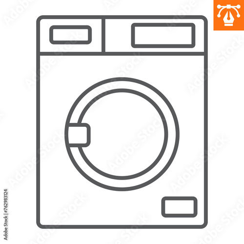 Washing machine line icon, outline style icon for web site or mobile app, home appliances and laundry, dryer machine vector icon, simple vector illustration, vector graphics.