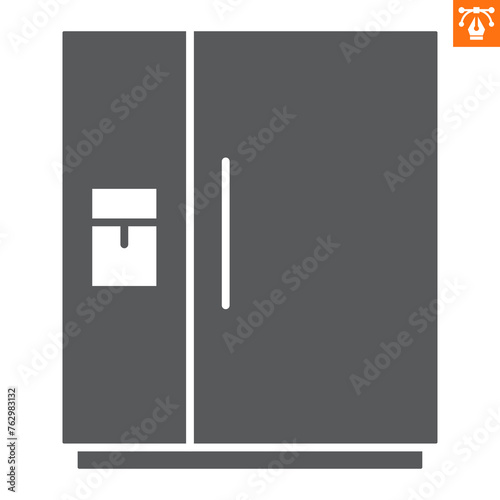 Refrigerator solid icon, glyph style icon for web site or mobile app, home appliances and household, fridge vector icon, simple vector illustration, vector graphics.