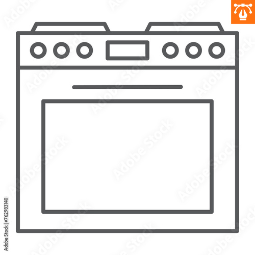Kitchen oven line icon, outline style icon for web site or mobile app, home appliances and household, kitchen stove vector icon, simple vector illustration, vector graphics.