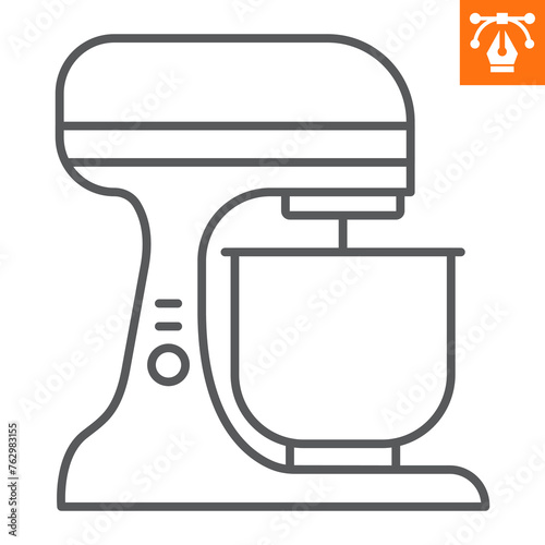 Stand mixer line icon, outline style icon for web site or mobile app, home appliances and kitchen equipment, cooking mixer vector icon, simple vector illustration, vector graphics.