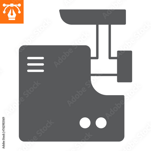 Meat grinder solid icon, glyph style icon for web site or mobile app, home appliances and kitchen equipment, electric mincer vector icon, simple vector illustration, vector graphics.