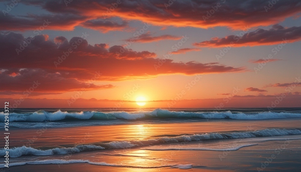 Serenity Along the Coast: Capturing the Orange Glow of Sunset by the Water Serenity Along the Coast: Capturing the Orange Glow of Sunset by the Water