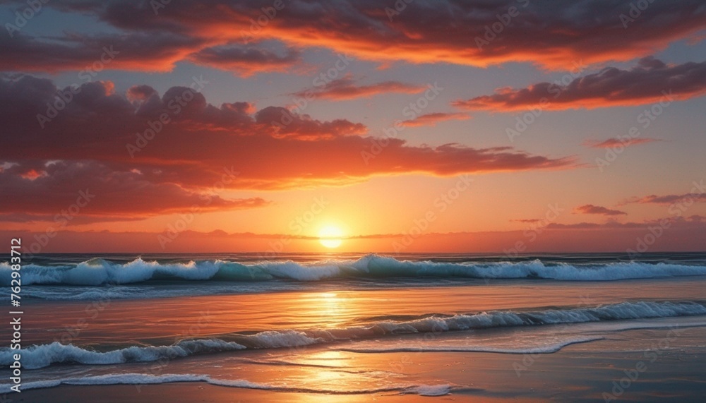 Serenity Along the Coast: Capturing the Orange Glow of Sunset by the Water