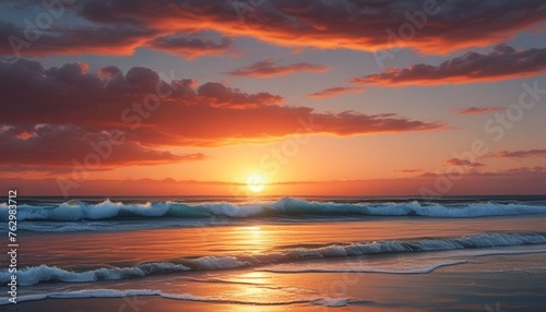 Serenity Along the Coast: Capturing the Orange Glow of Sunset by the Water