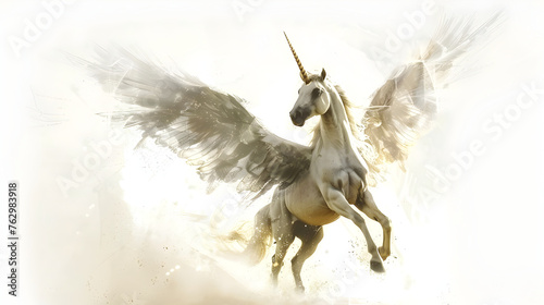Oil Painting Of Magical white pegasus
