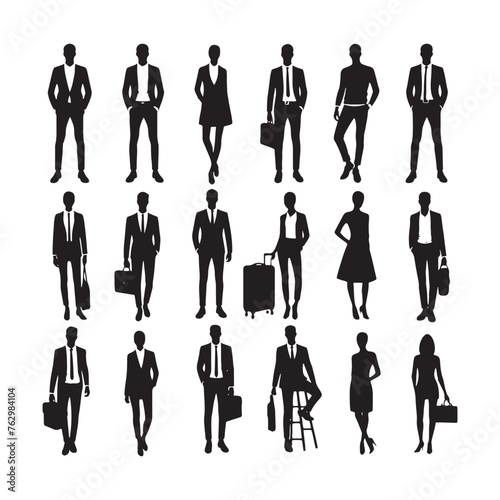 Sleek Business Casual Silhouette Ensemble - Redefining Corporate Chic with Business Casual Illustration - Minimallest Business Casual Vector 