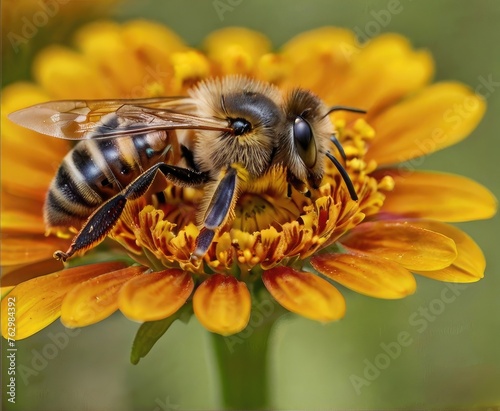 Wallpaper Mural Witness a close-up moment: a honeybee (Apis mellifera) gracefully alights on vibrant helenium flowers, a captivating glimpse into the intricate dance of nature.






 Torontodigital.ca