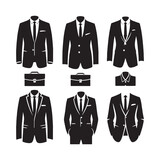 Stylishly Modern Business Suit Silhouette Series - Redefining Corporate Attire with Business Suit Illustration - Minimallest Business Suit Vector
