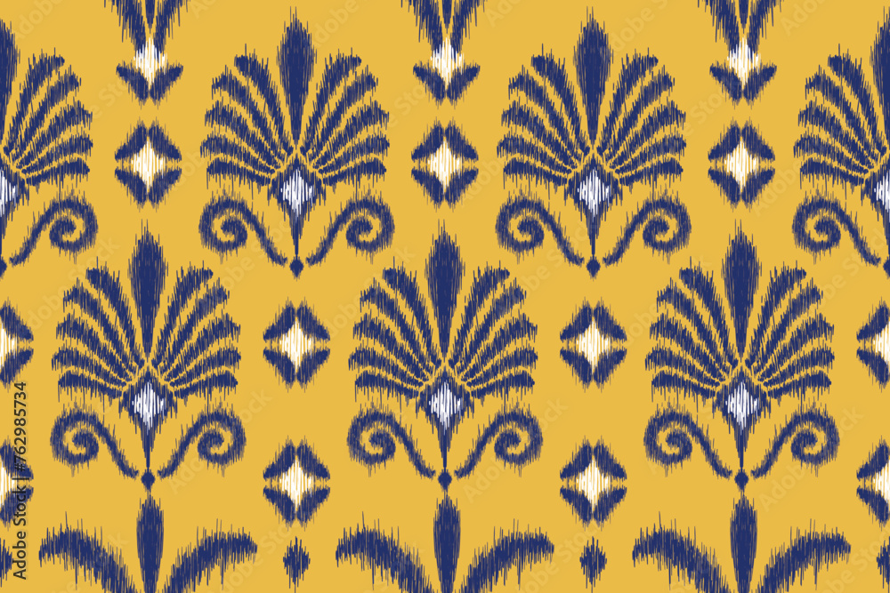 Geometric ethnic ikat seamless pattern traditional design for background, carpet, wallpaper, clothing, wrapping, fabric, vector illustration, embroidery style