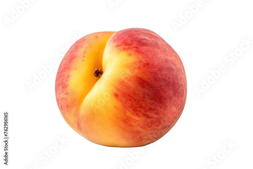 Close Up of Peach on White Background. On a White or Clear Surface PNG Transparent Background..