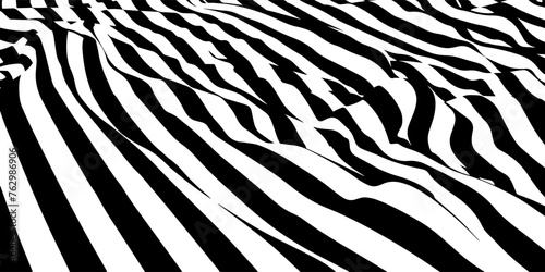 Abstract background parallel black lines on noise surface in perspective.  Vector illustration. Illusion lines concept.