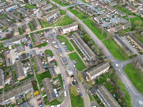 Aerial View of Residential Estate at North Luton City of England UK