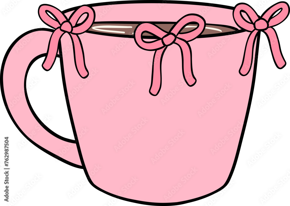 Coquette Coffee cup with pink ribbon bow Coquette Coffee cup with pink ribbon bow