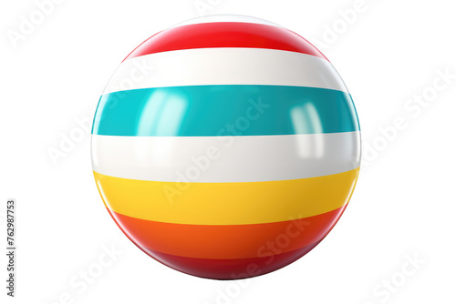 Colorful Striped Ball on White Background. On a White or Clear Surface PNG Transparent Background..