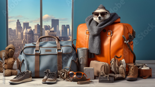 Envision a fashionable raccoon in a denim jacket, accessorized with a beanie hat and a messenger bag. Against a backdrop of city skylines, it exudes urban flair and street-smart charm. The vibe: casua