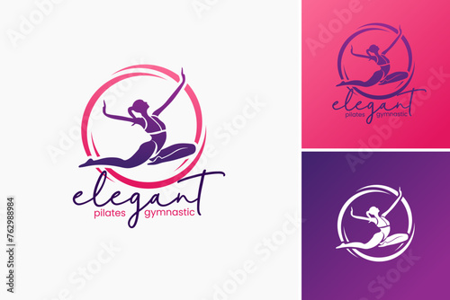 Elegant Pilates Gymnastic Logo Template epitomizes grace and strength, ideal for Pilates studios and gymnastics centers.