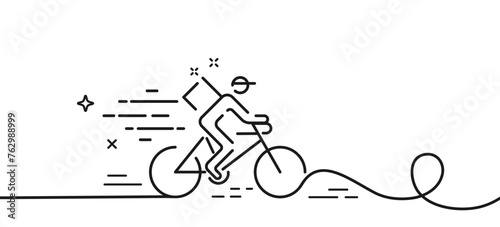 Delivery by bicycle. Courier delivery, riding cycling line pattern. Vector.