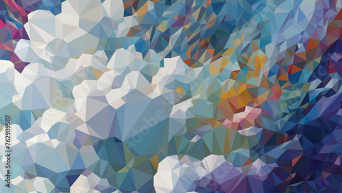 Vector Low poly abstract sky with clouds background, trendy, geometric, business luxury polygonal wallpaper