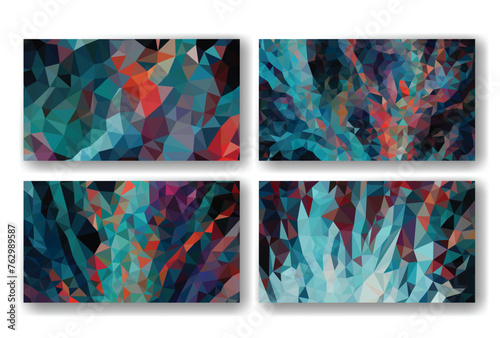Vector low poly abstract colorful horizontal 16x9 presentation covers