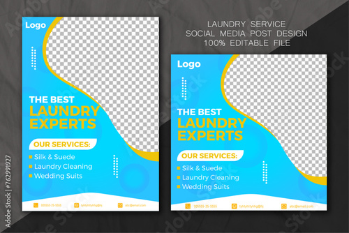 Laundry Cleaning service social media Post, Professional laundry clears social promotion, Flyer and social media template