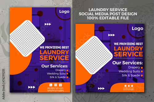 Laundry Service Flyer Template, Dry cleaner Flyer, Poster brochure design, Vector Editable and Print ready, Laundry cleaning company promotion, Laundry business marketing poster

