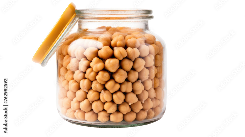 chickpeas in glass jar isolated on a white background chickpeas in glass jar isolated on a white background