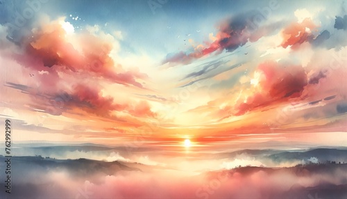 Watercolor Painting of a Sunrise Sky Wallpaper