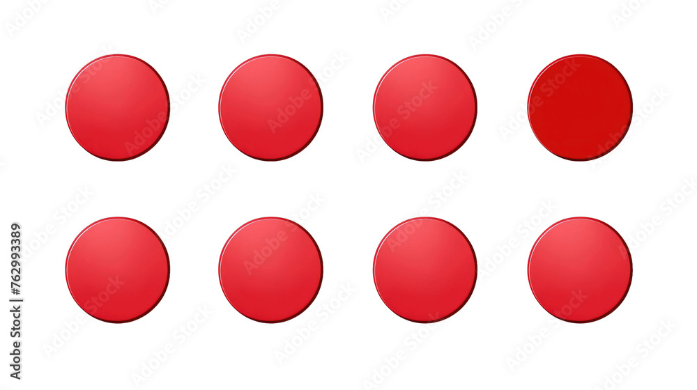 collection of eight round red stickers on white isolated background collection of eight round red stickers on white isolated background