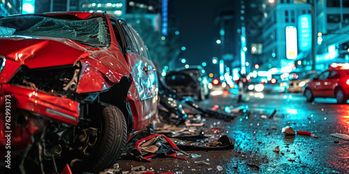 car crash night city emergency severe