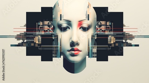 Capture the essence of the digital age with pixelated imagery and glitch effects photo