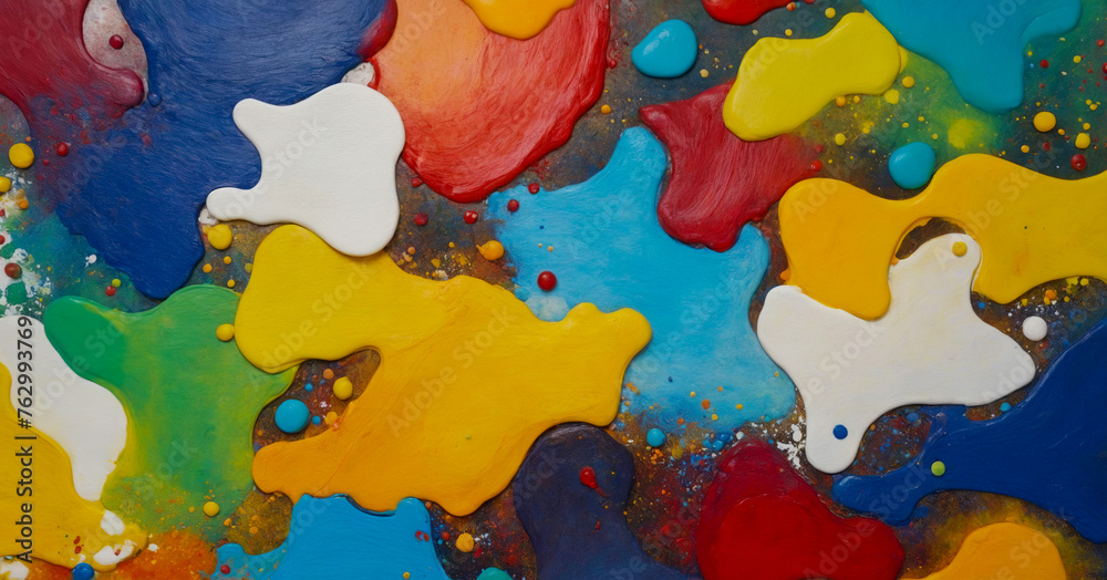 Naklejka premium Abstract background of bright rainbow colors, stains on canvas, showing creative skill and colorful design.