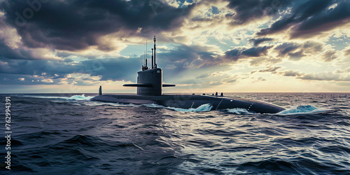 submarine on open sea surface