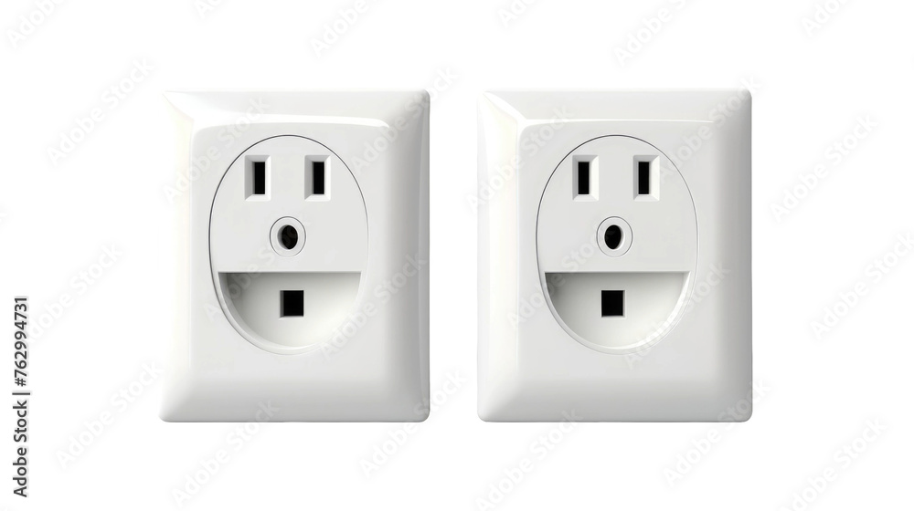 double european electrical socket on white isolated background