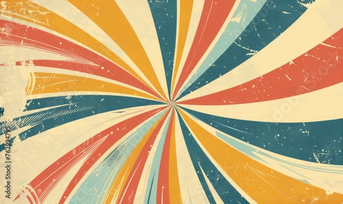 vintage background with colorful rays, stripes and lines in retro colors in the style of a vintage poster