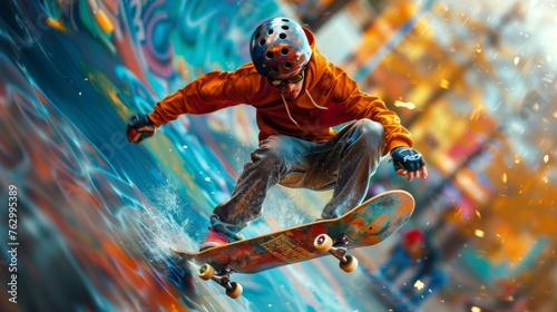 Man Flying Through the Air on Skateboard