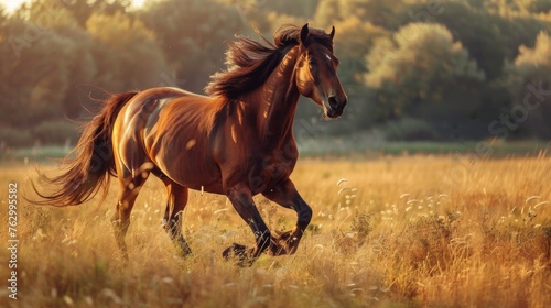 Horse Running Through Tall Grass