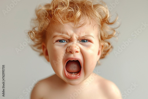 Screaming Child Portrait of Person with Blonde Hair and Surprised Expression