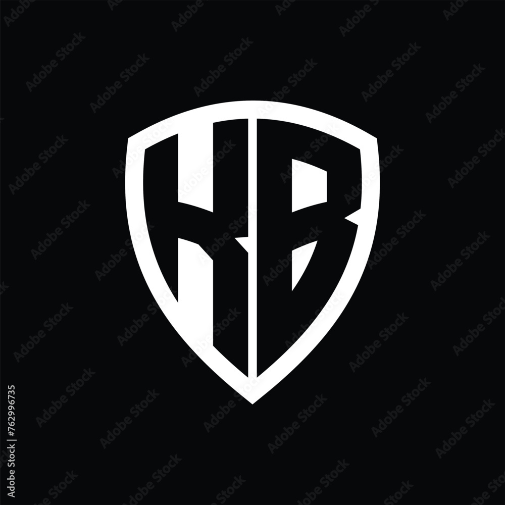 KB monogram logo with bold letters shield shape with black and white color design KB monogram logo with bold letters shield shape with black and white color design