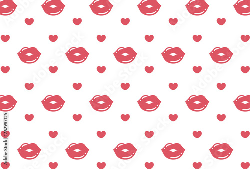 seamless pattern with lips and hearts for banners, cards, flyers, social media wallpapers, etc. © mar_mite_