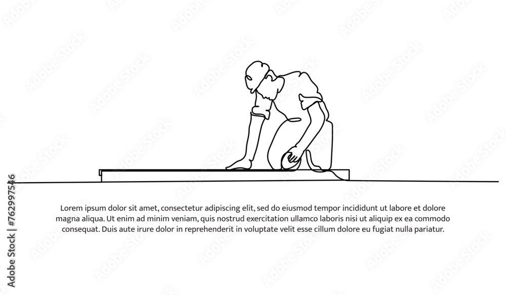 One line continuous of contractor is cutting iron. Minimalist style vector illustration in white background. One line continuous of contractor is cutting iron. Minimalist style vector illustration in white background.