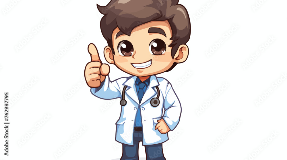 A cartoon doctor wearing lab white coat with stethos