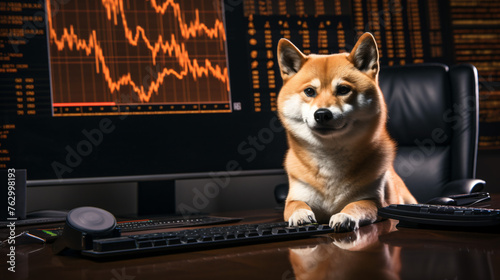 A Shiba Inu a symbol of crypto culture poses in front