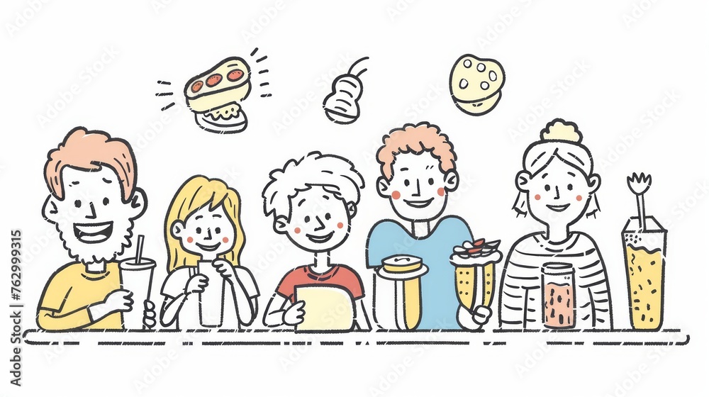 Bread is being eaten. Handdrawn modern illustration design with doodles. Bread is being eaten. Handdrawn modern illustration design with doodles.