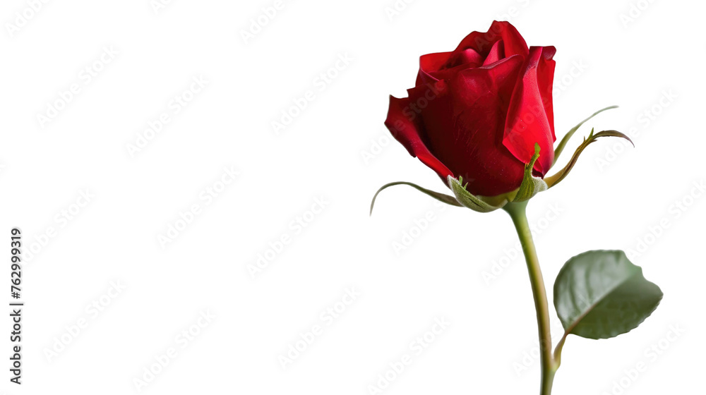 one red rose bud on white isolated background one red rose bud on white isolated background