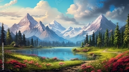 lake and mountains © Wallpaper