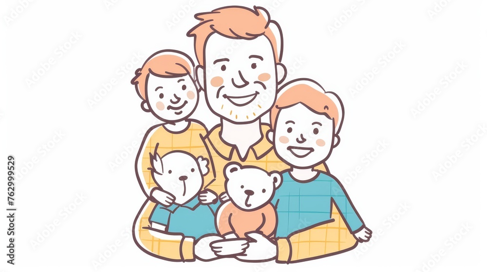 Animated father and child modern illustration
