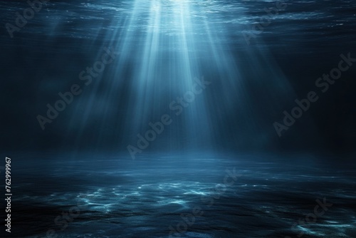 Sun Rays Piercing Through The Ocean Surface Into The Underwater Cave