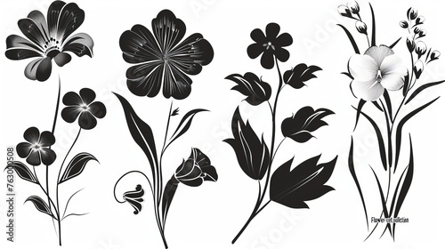 This is my entire collection of flowers (from my "Flower-set collection") in black.